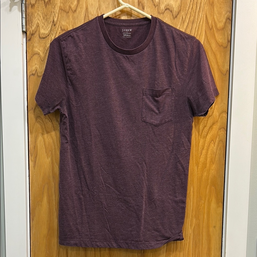 J.Crew Slim Sun Washed Pocket T-Shirt Men’s Small Burgundy Plum Crewneck Tee